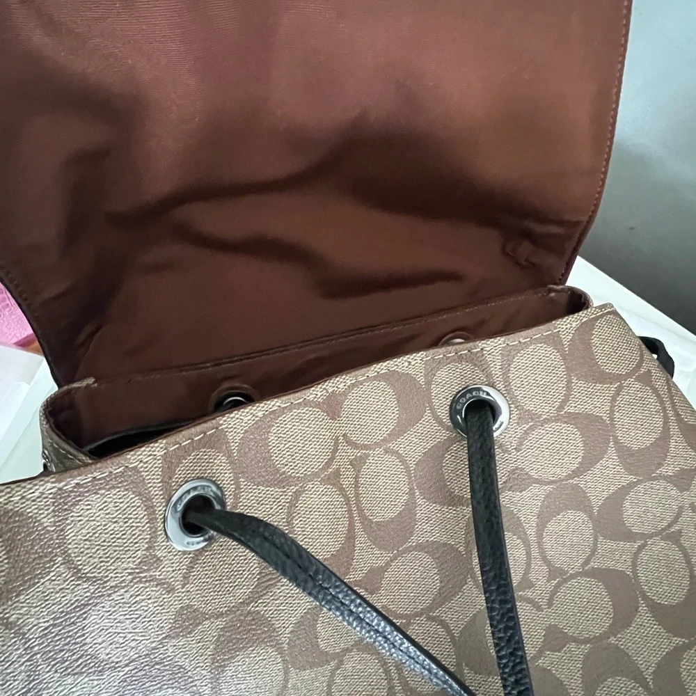 Coach Backpack In Blocked Signature Canvas And Smooth Leather